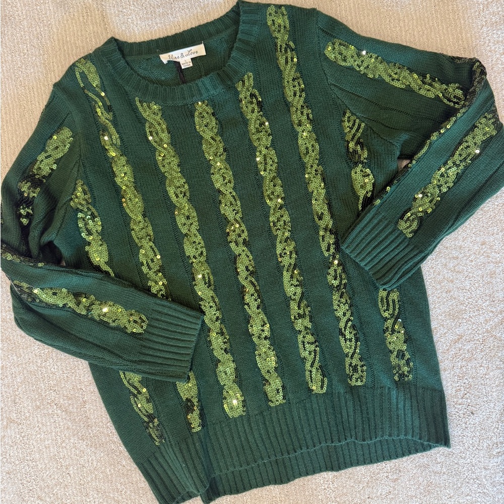 Vine & Love Emerald Sequin Sweater